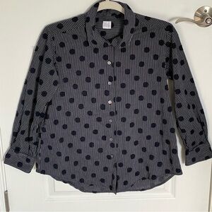 Jill McGowan Gray Black Striped Dots Long Sleeve Button Down Shirt 35330